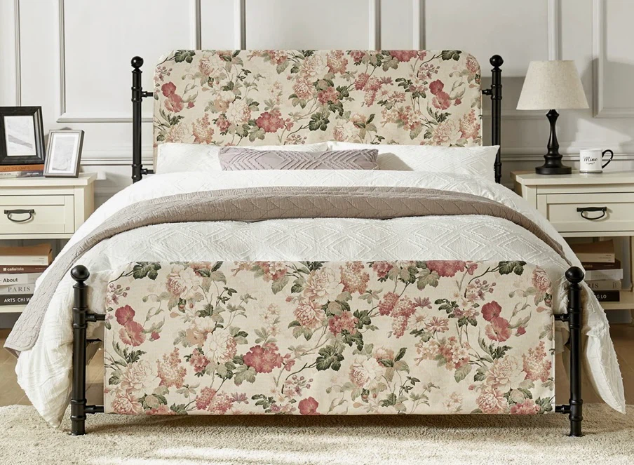 Pristine Queen Size Floral Metal Bed Frame - photo 2
