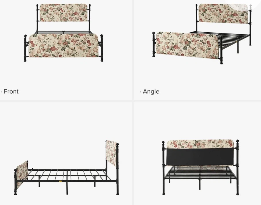 Pristine Queen Size Floral Metal Bed Frame - photo 4