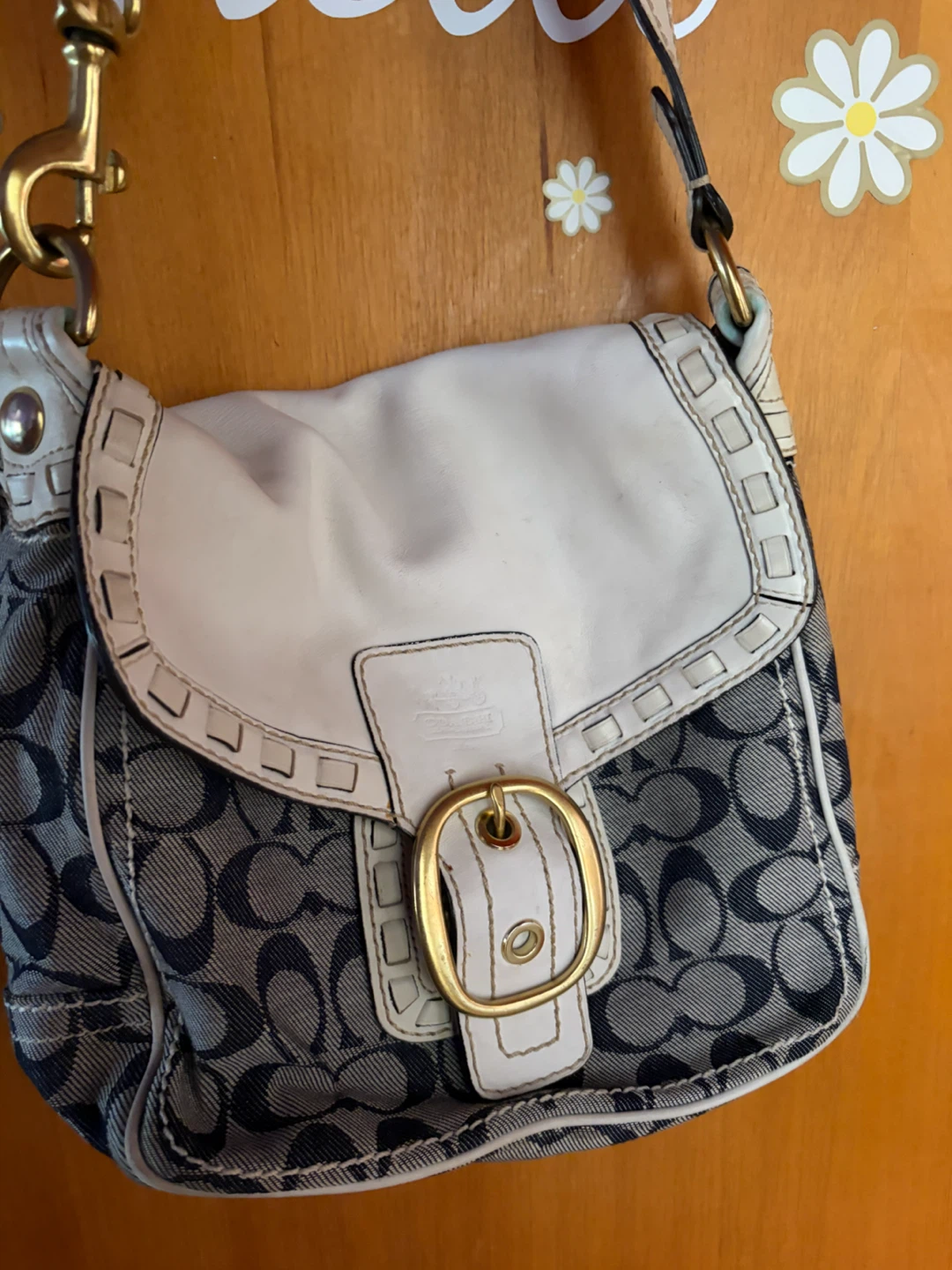 Coach Signature Canvas and Leather Flap Bag