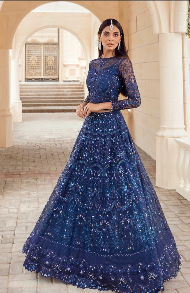 Reign PK Navy Blue Swarovski Embroidered Lehenga Set