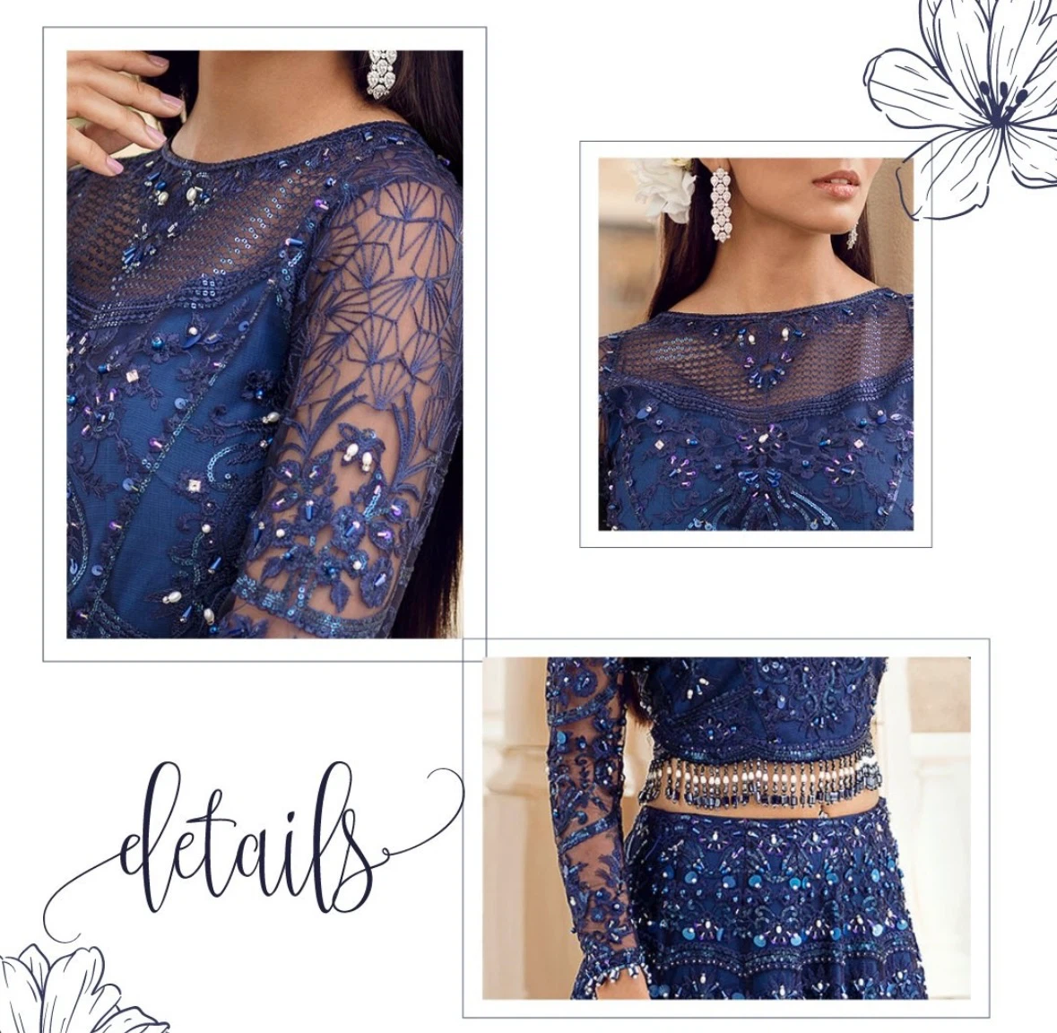 Reign PK Navy Blue Swarovski Embroidered Lehenga Set - photo 3