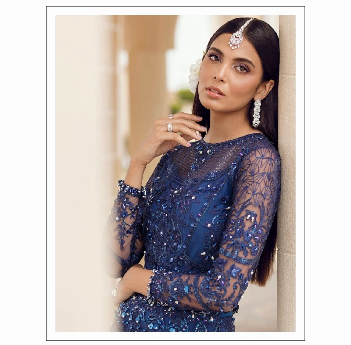 Reign PK Navy Blue Swarovski Embroidered Lehenga Set - photo 4