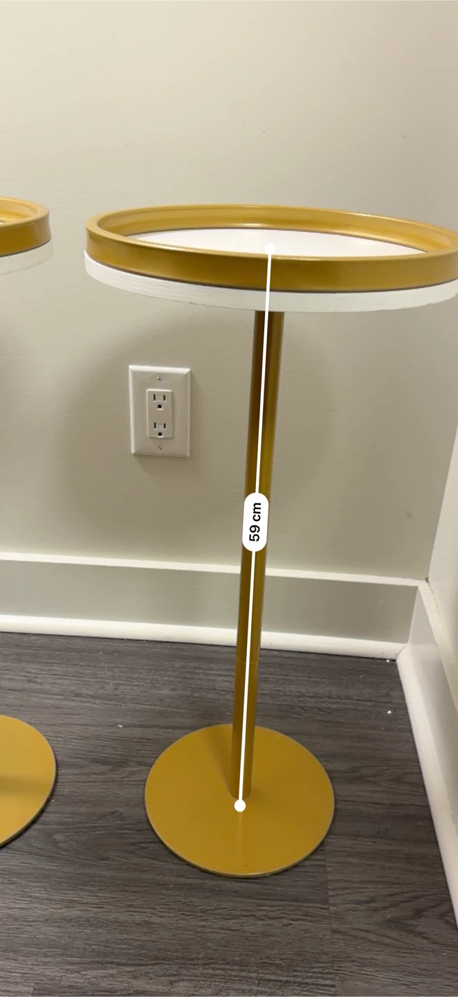 Two Gold and White Round Martini Tables - photo 2
