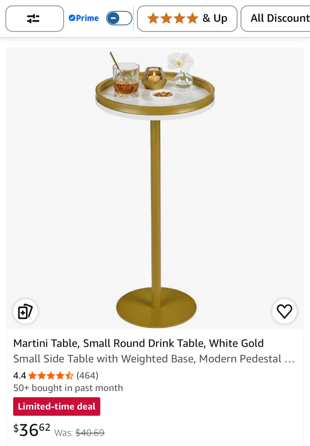 Two Gold and White Round Martini Tables - photo 3