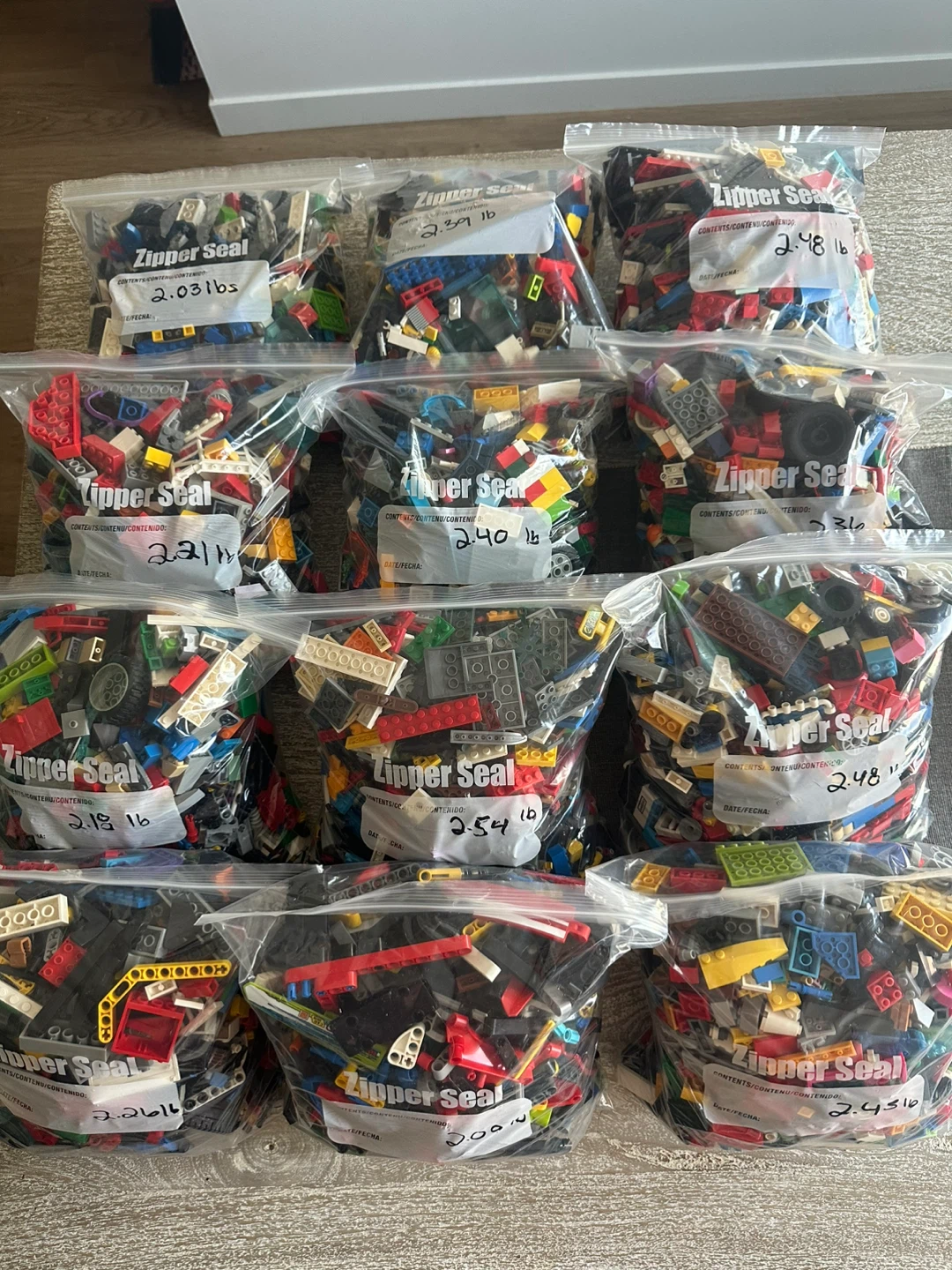 Bulk LEGO mixed building blocks, 12 bags