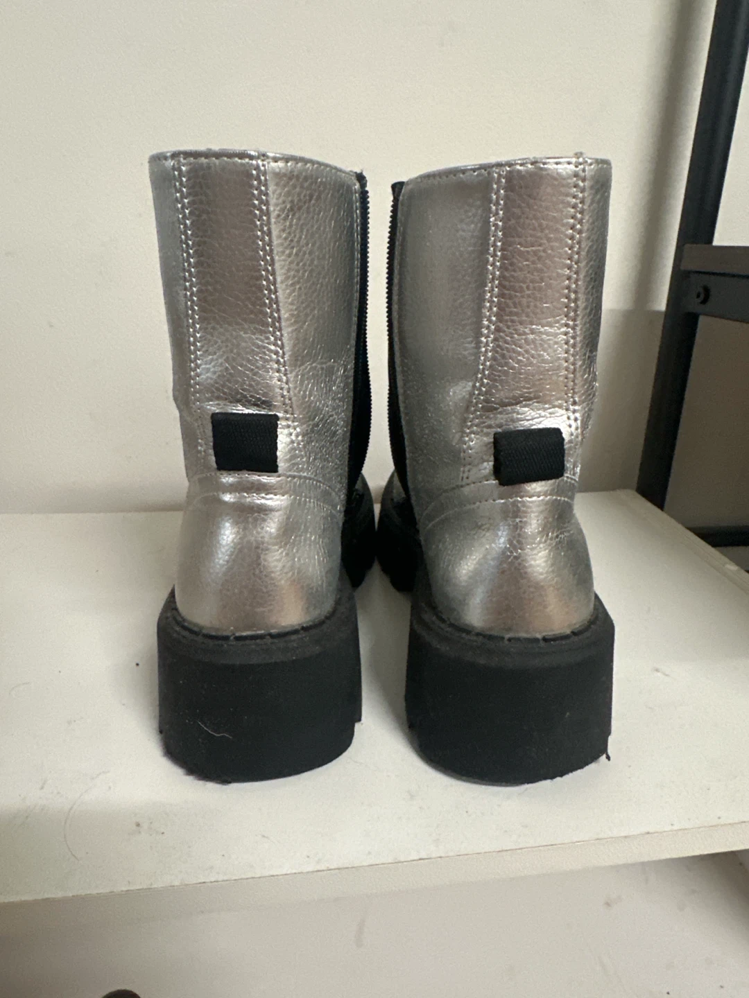 Zara Silver Metallic Lug Sole Boots - photo 5