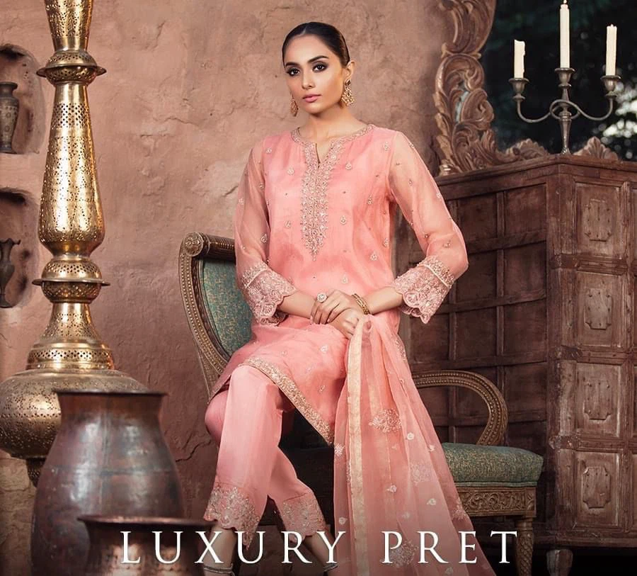 Kayseria Luxury Pret Embroidered Suit Peach