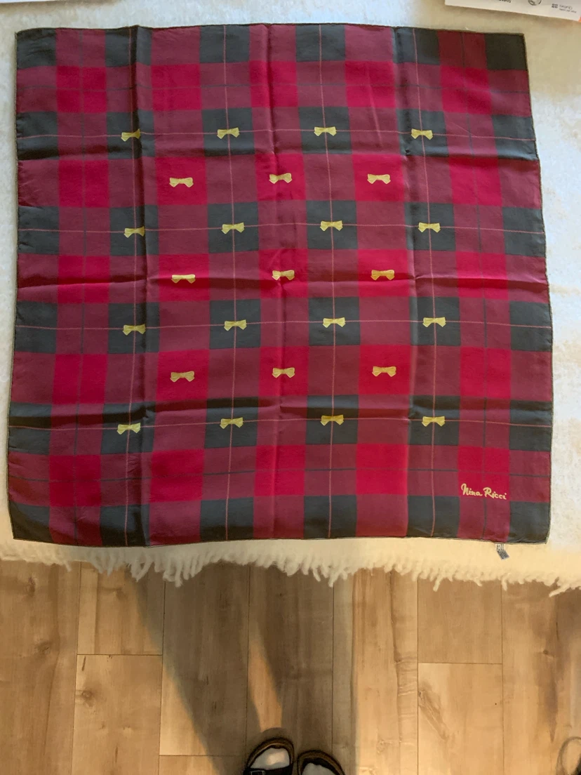 Nina Ricci Silk Plaid Scarf