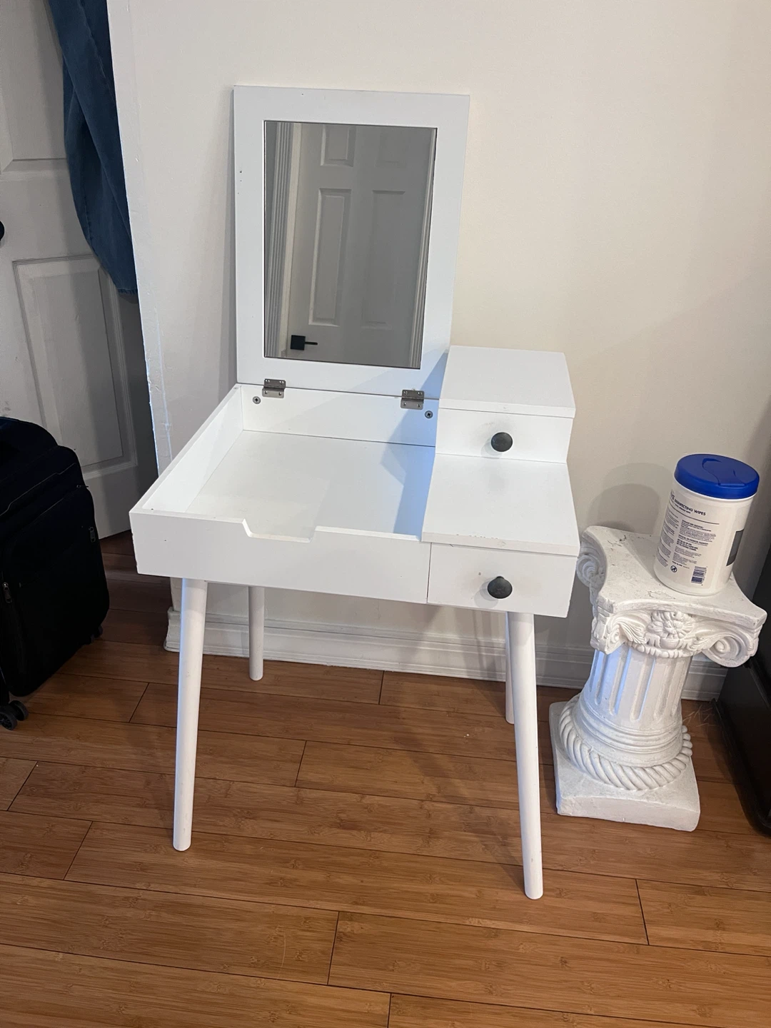White Flip-Top Vanity Desk