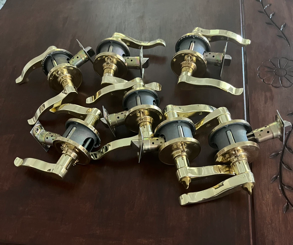 Set of 5 Brass Door Lever Handles - photo 2