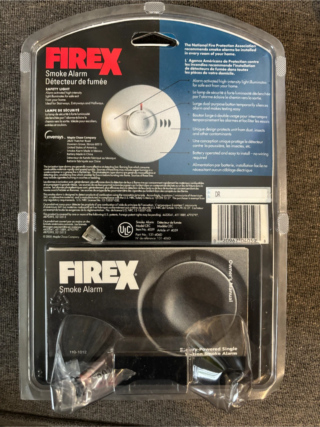 Firex Ionization Smoke Alarm Model 4059 - photo 2