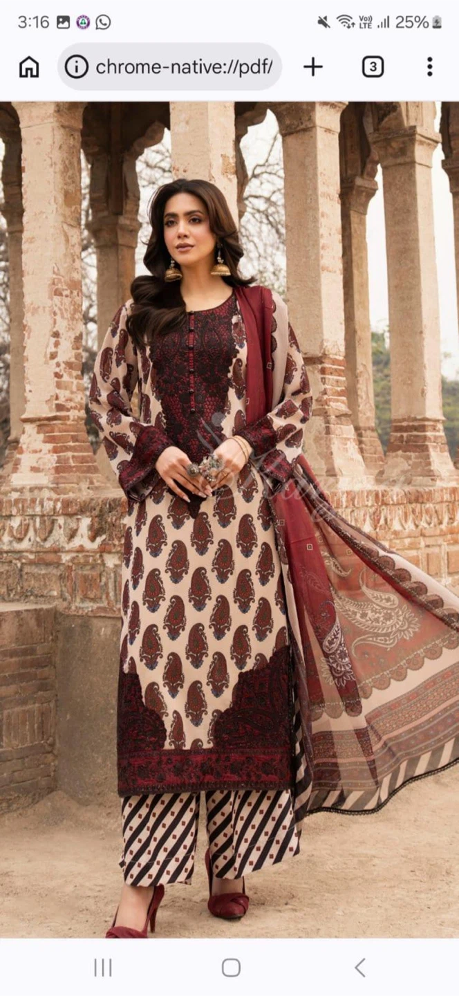 Maroon and Beige Embroidered Pakistani Suit Set
