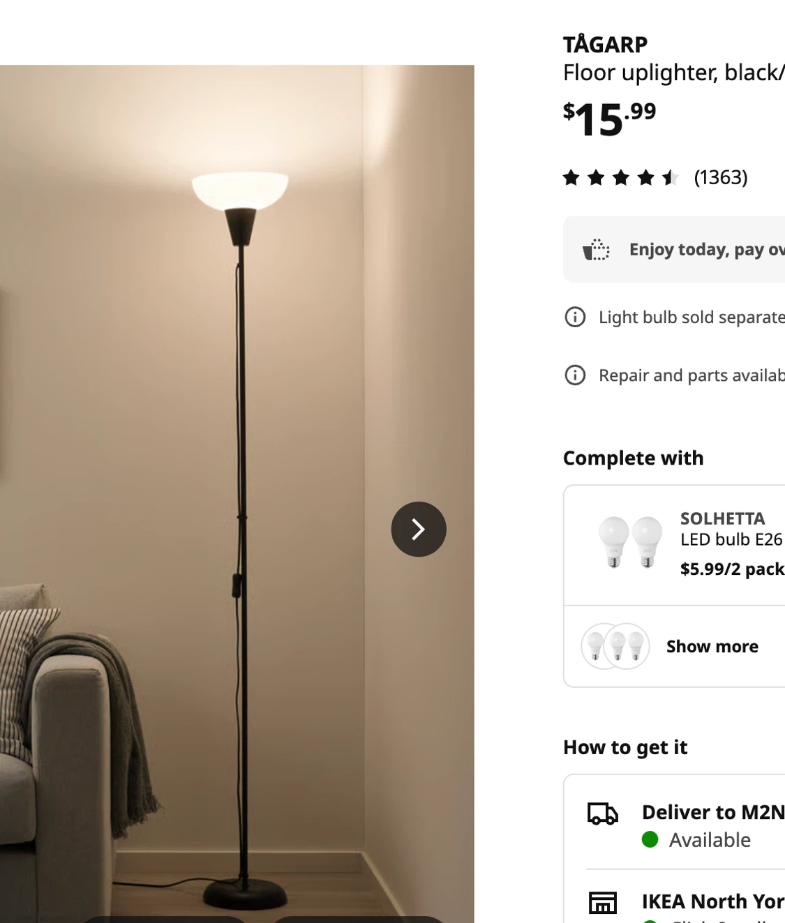 [Move Out Sale]IKEA TAGARP floor lamp