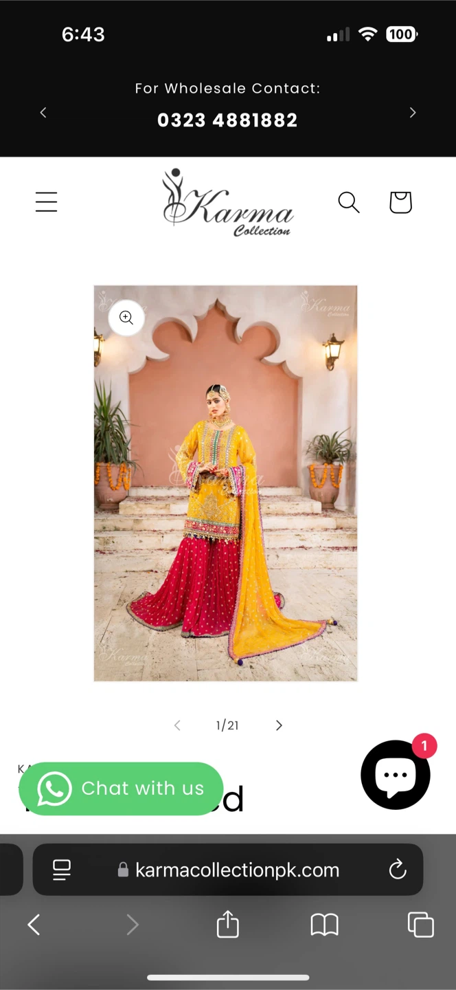 Karma Collection  Mehendi Yellow and Red Suit