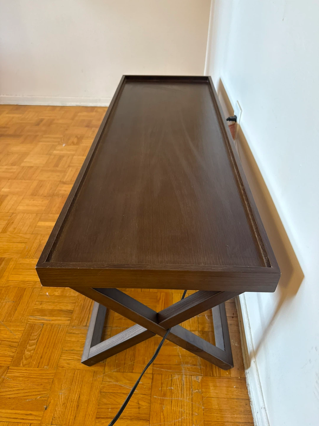 Dark Brown Wooden Tray Coffee Table