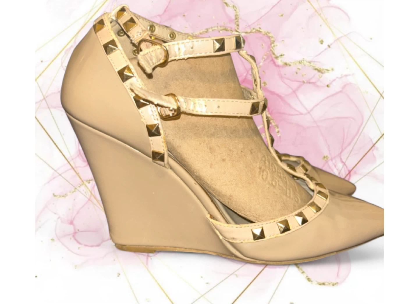 Studded Wedge Sandals Nude Size 10 - photo 2