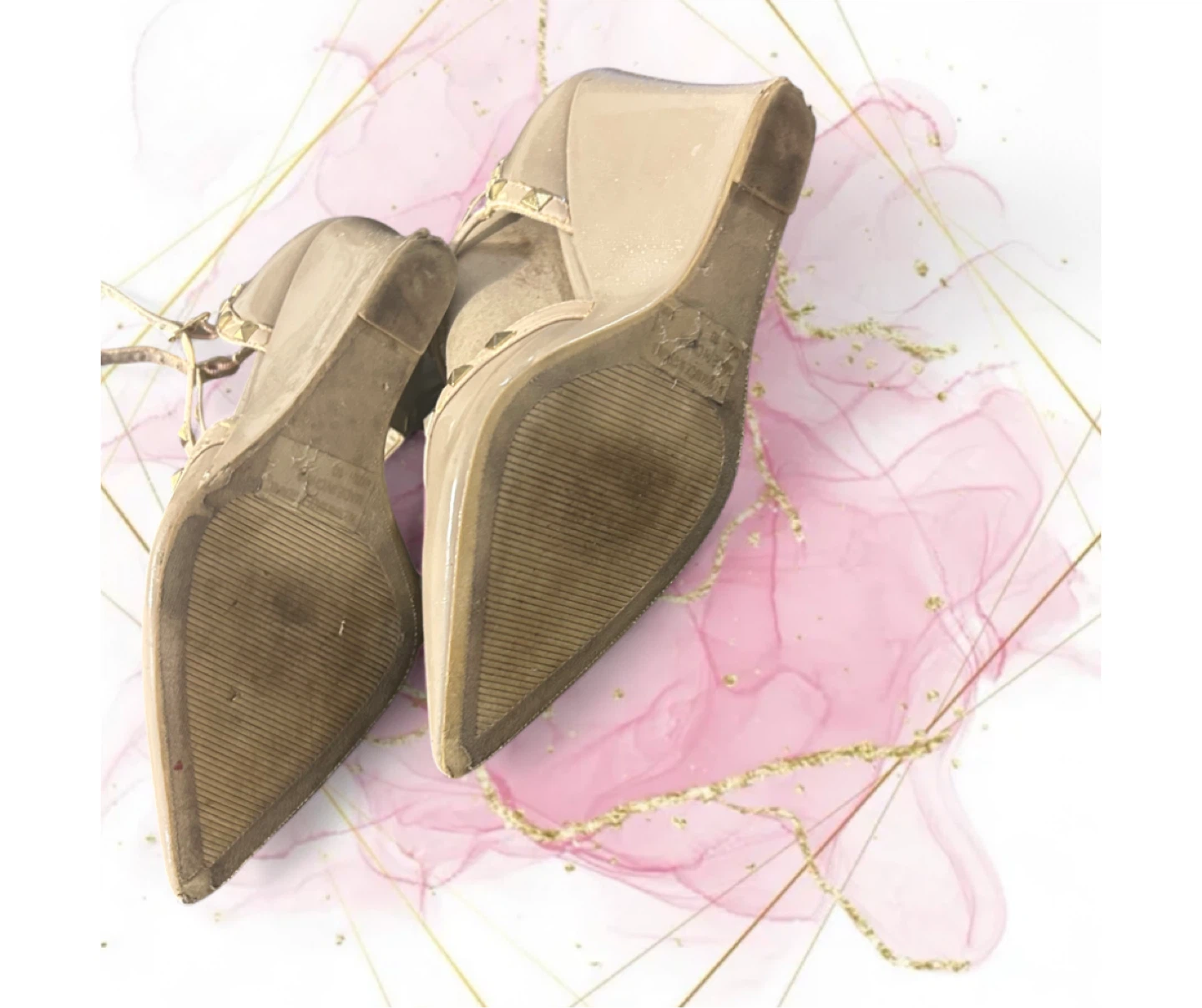 Studded Wedge Sandals Nude Size 10 - photo 3
