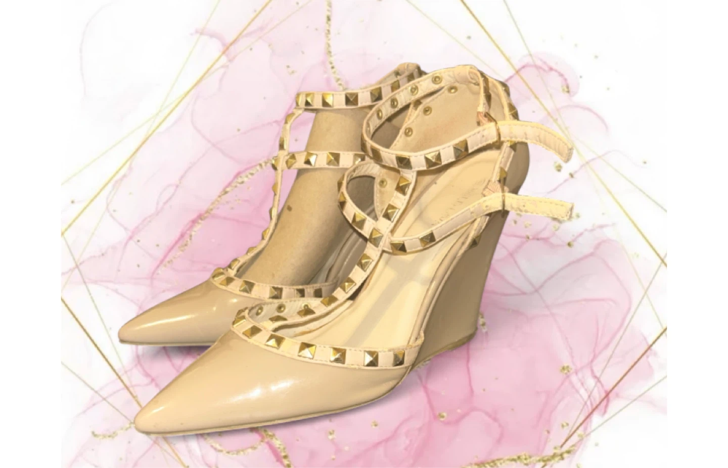 Studded Wedge Sandals Nude Size 10 - photo 5