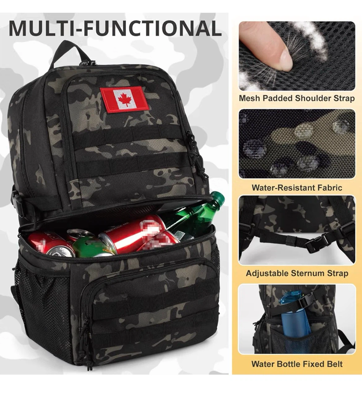 Camo Insulated Cooler Backpack 28L