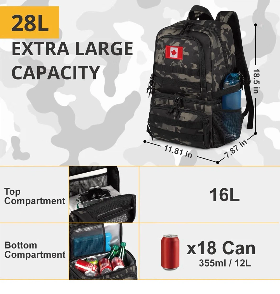 Camo Insulated Cooler Backpack 28L - photo 3