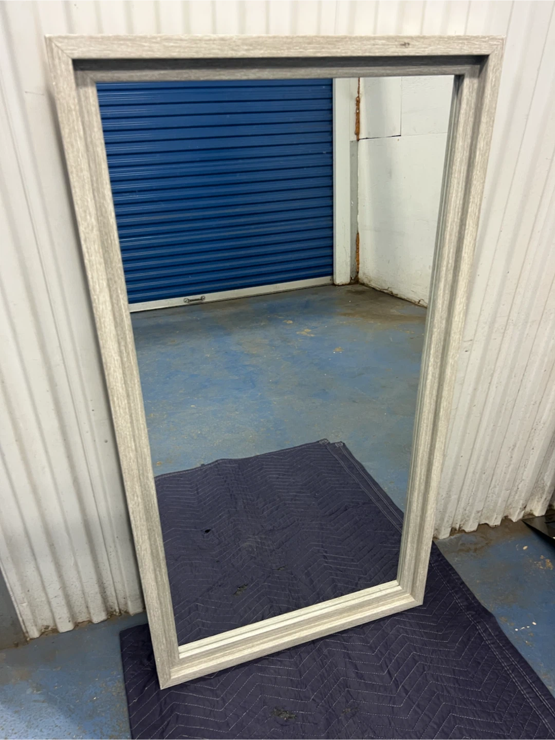 Large Wood-Grain Framed Wall Mirror