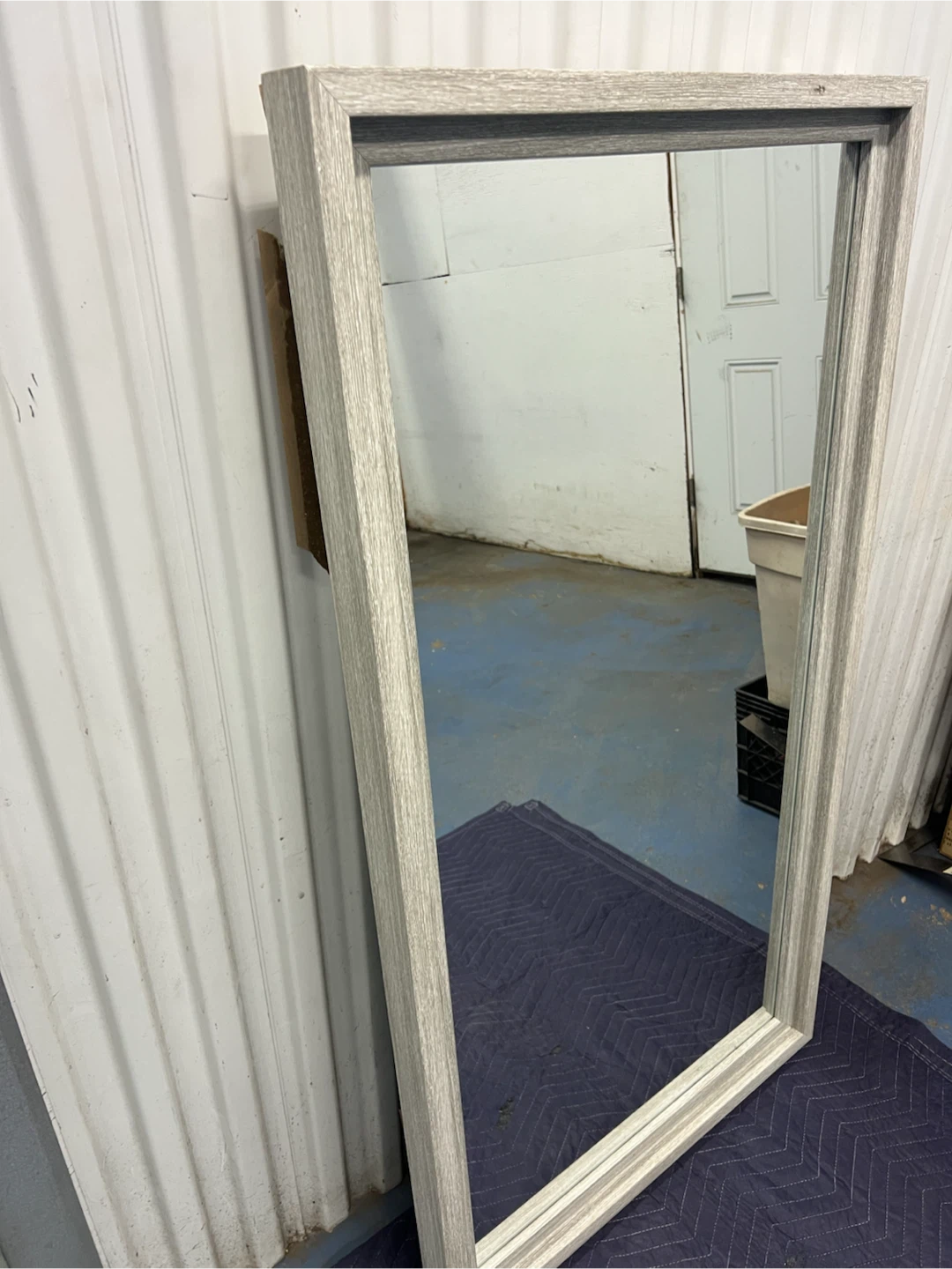 Large Wood-Grain Framed Wall Mirror - photo 2