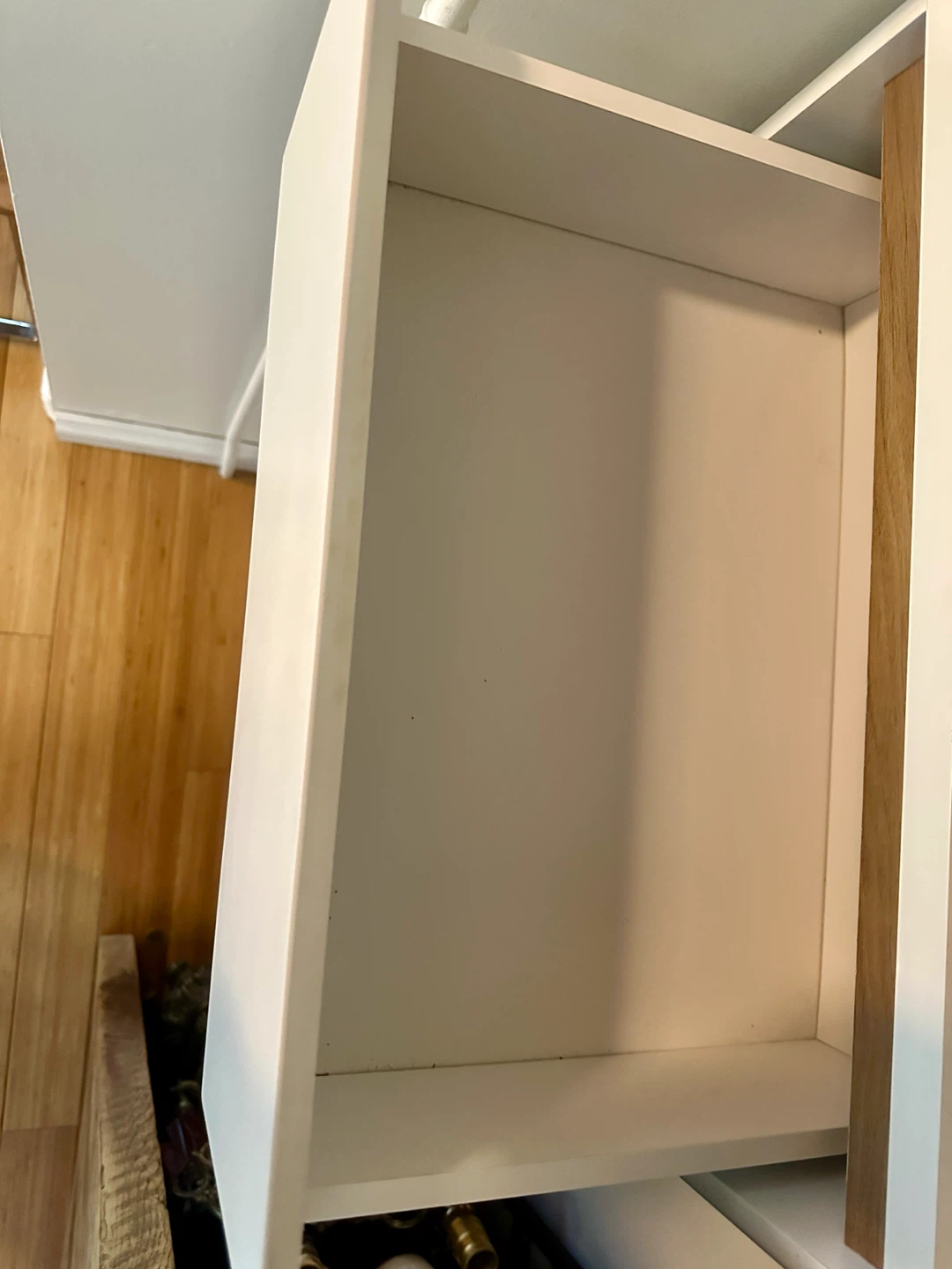 MODERN WHITE LAMINATE WALNUT WOOD TALL BOY DRESSER - photo 4
