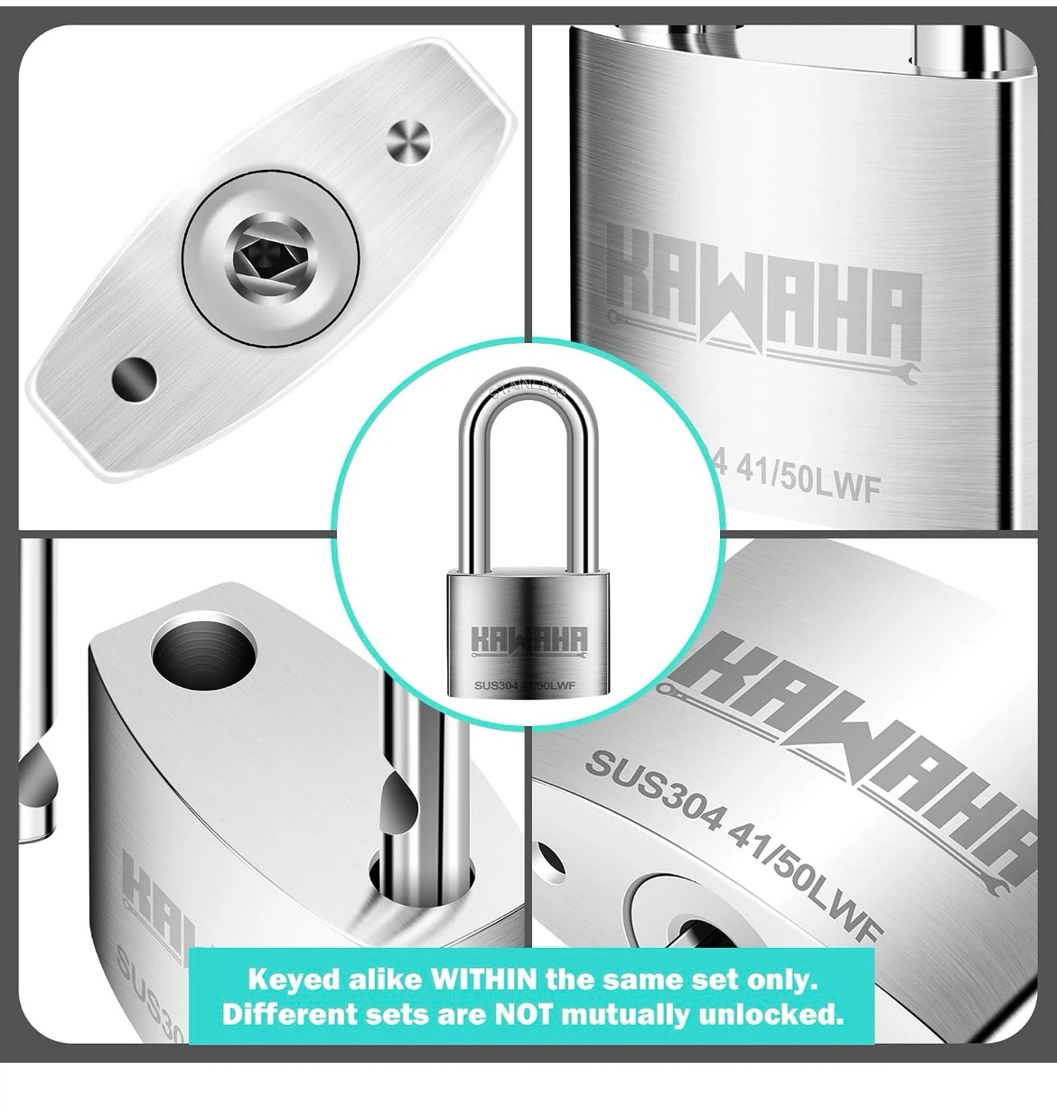 KAWAHA 41/50LWF Stainless Steel Padlock - photo 4
