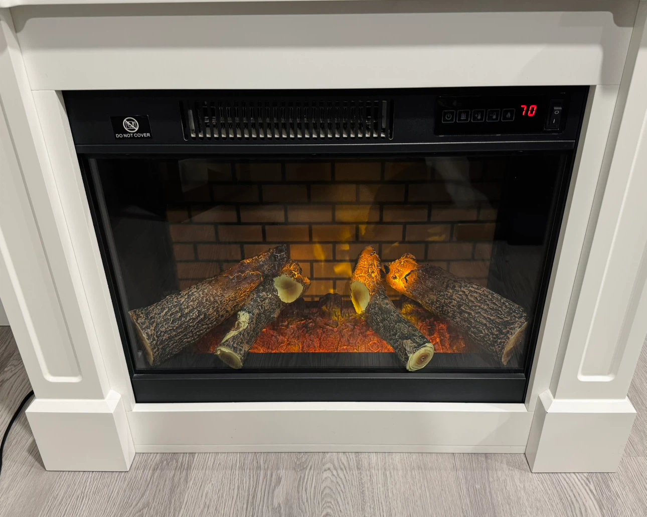 White Electric Fireplace with Mantel – Excellent Condition - photo 2