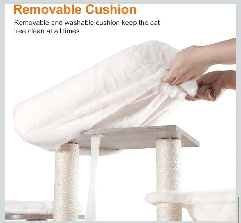 New Heybly Cat Tree, Wood Litter Box Enclosure Greige - photo 5