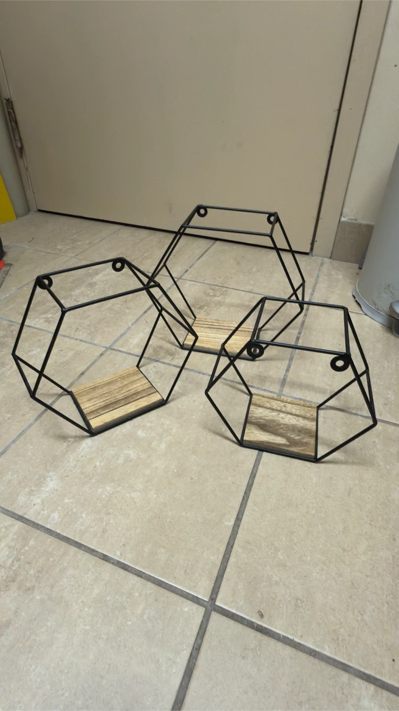 Set of 3 Hexagon Wall Shelves
