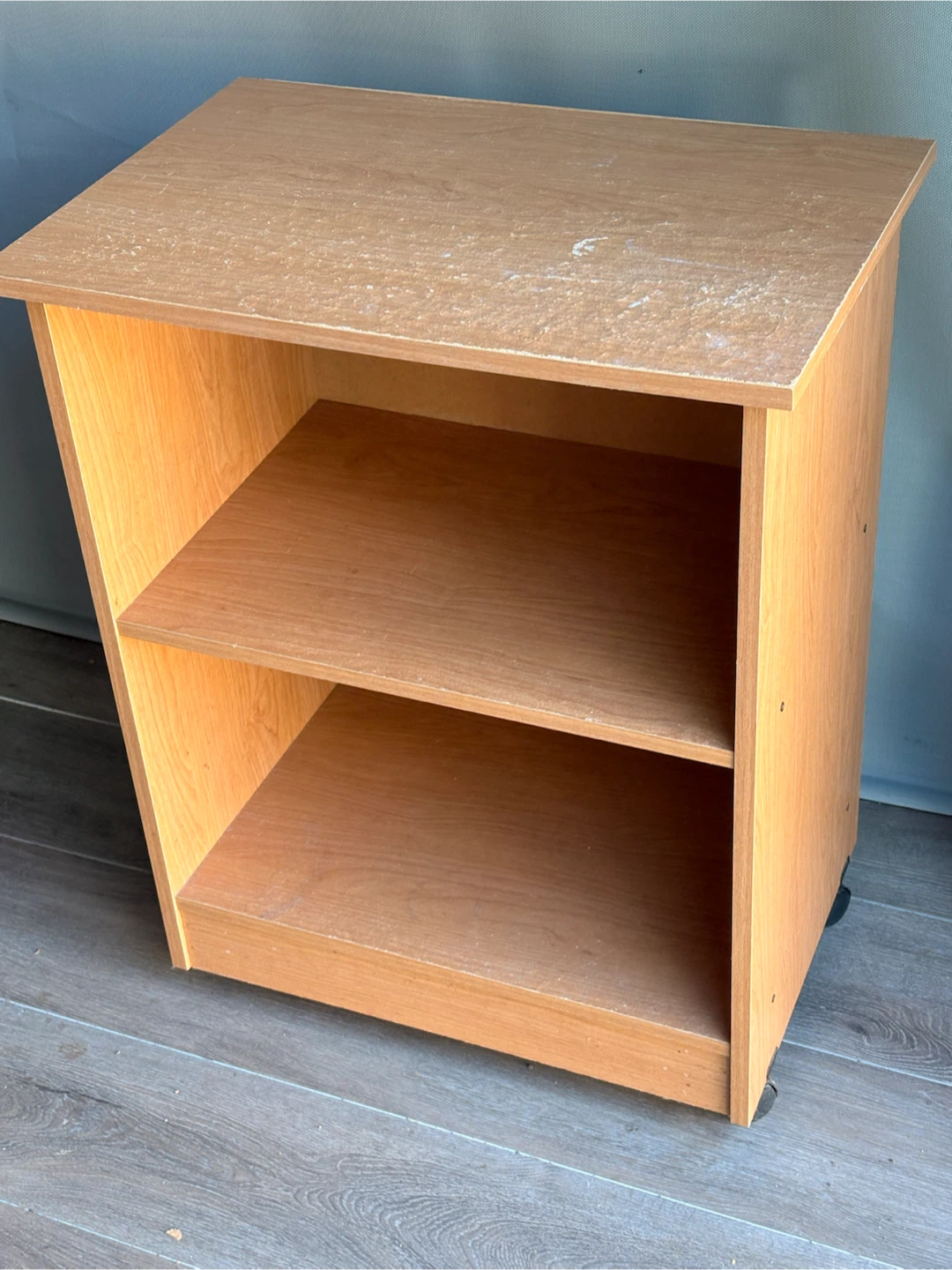 Light Wood Grain 2-Shelf Rolling Cart