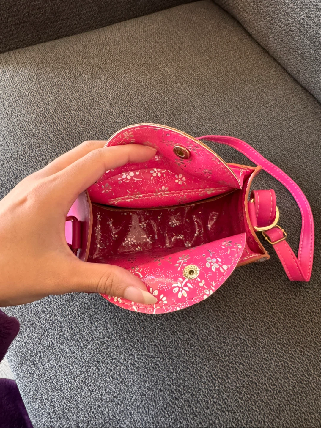 Handmade cute pink heart print crossbody bag - photo 2