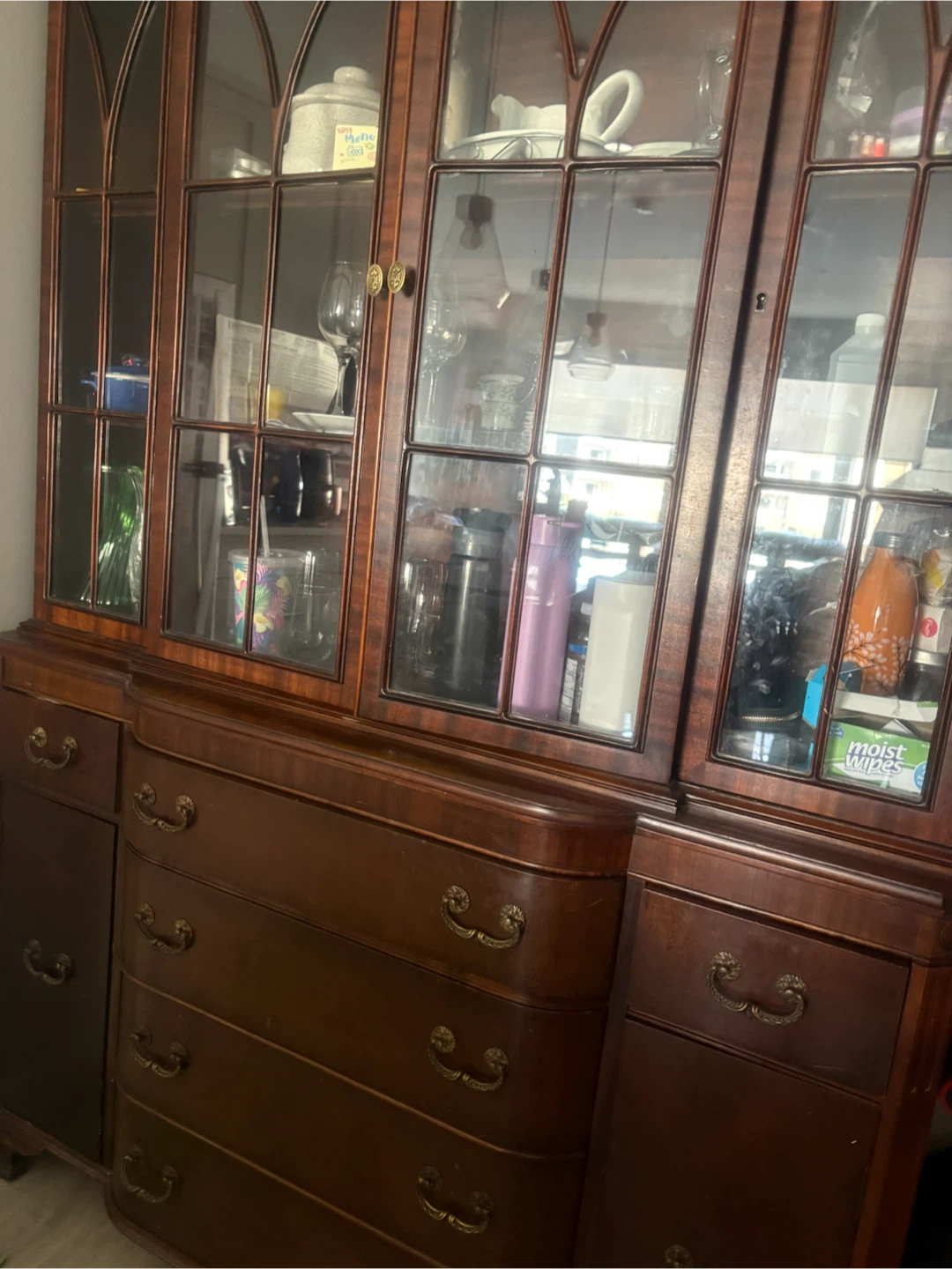 Cherry Hardwood Display Cabinet with Drawers - photo 4