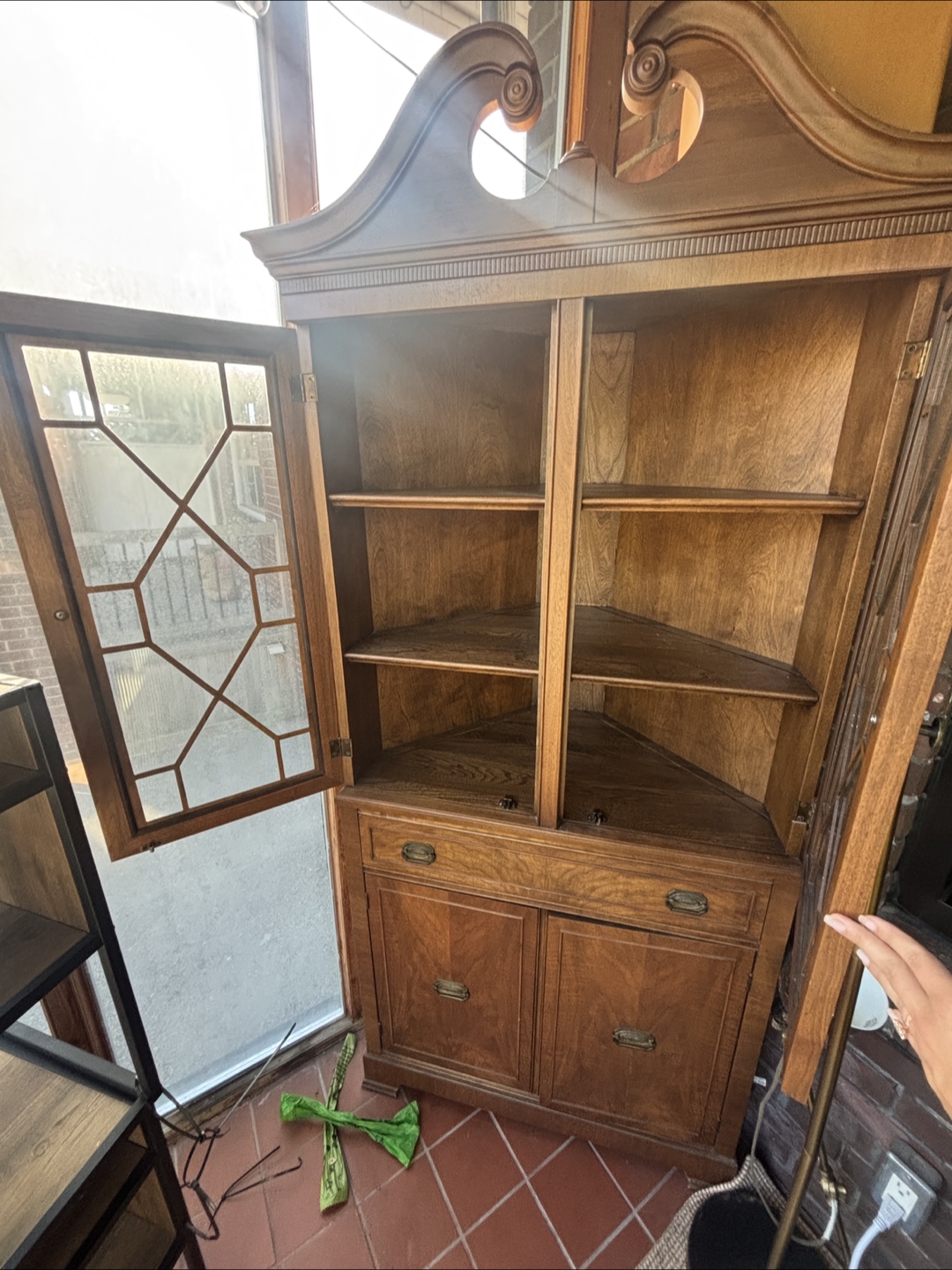 Vintage Wooden Corner China Cabinet - photo 2
