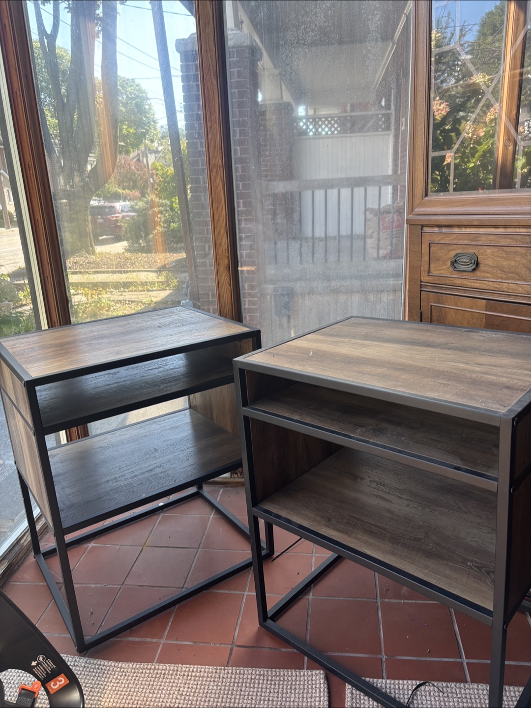 Industrial Style Side Tables - Pair