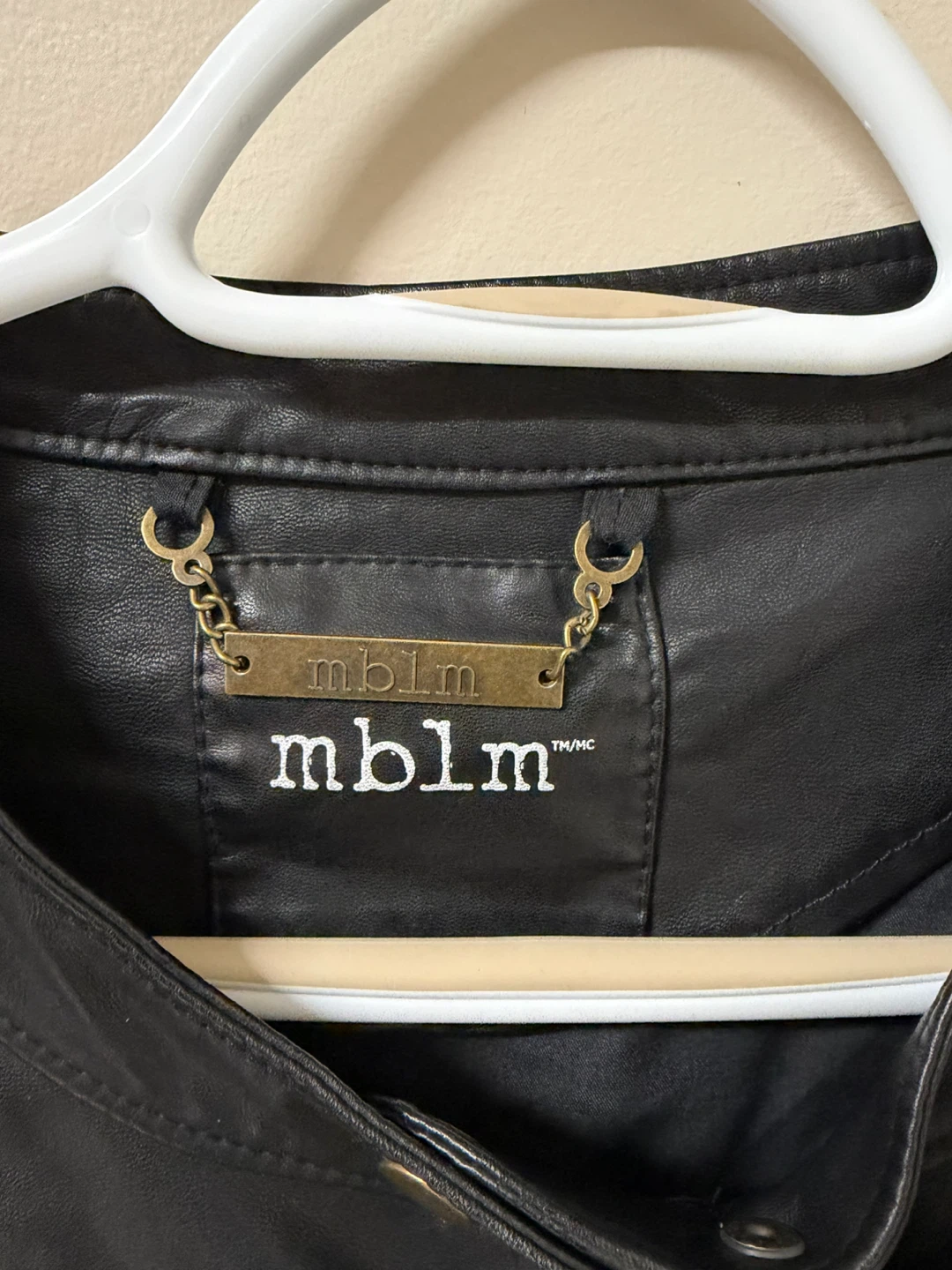 MBLM Black Faux Leather Jacket with Lace Detail - photo 3
