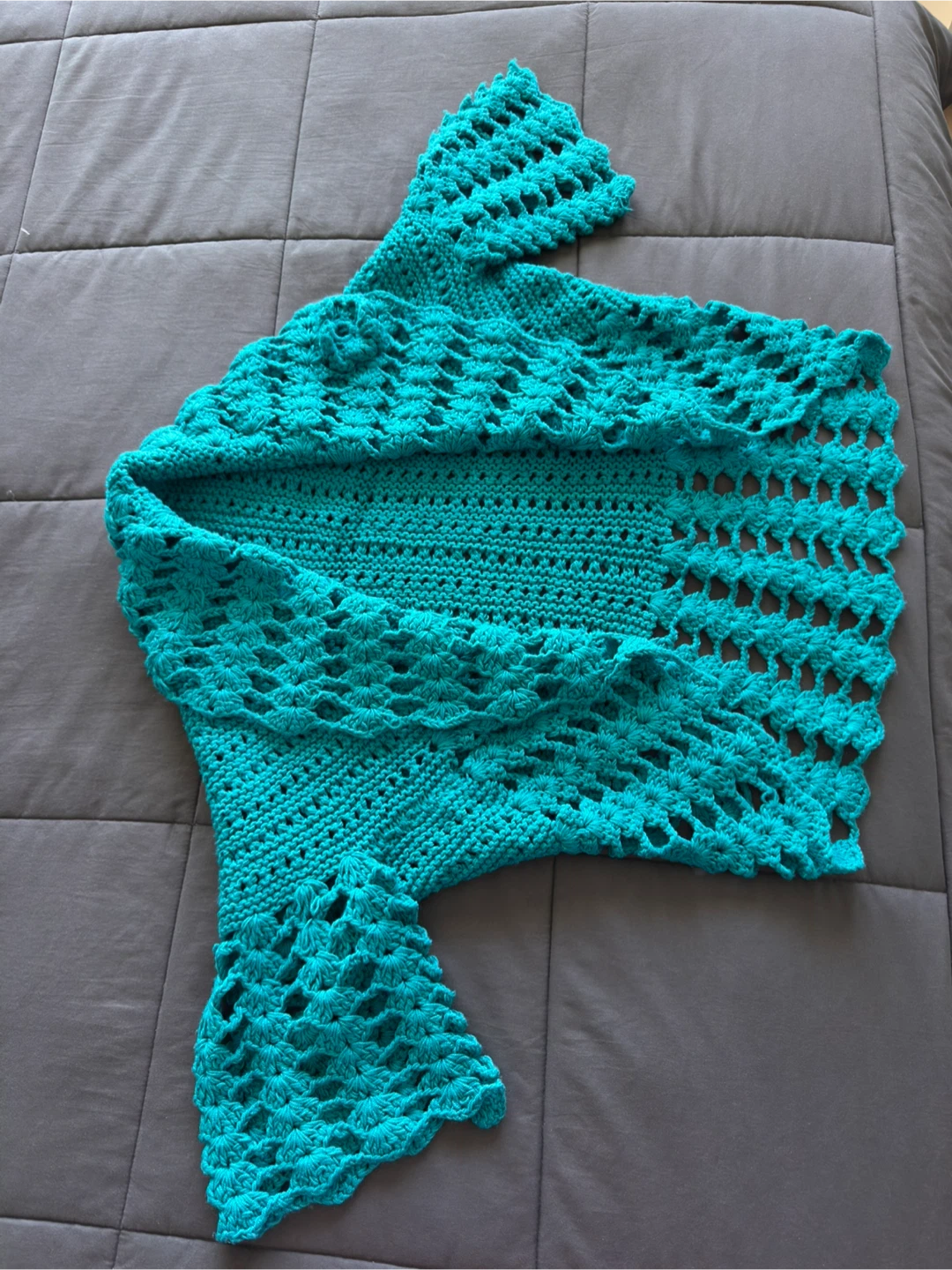 Handmade Turquoise Crocheted Shrug - photo 2