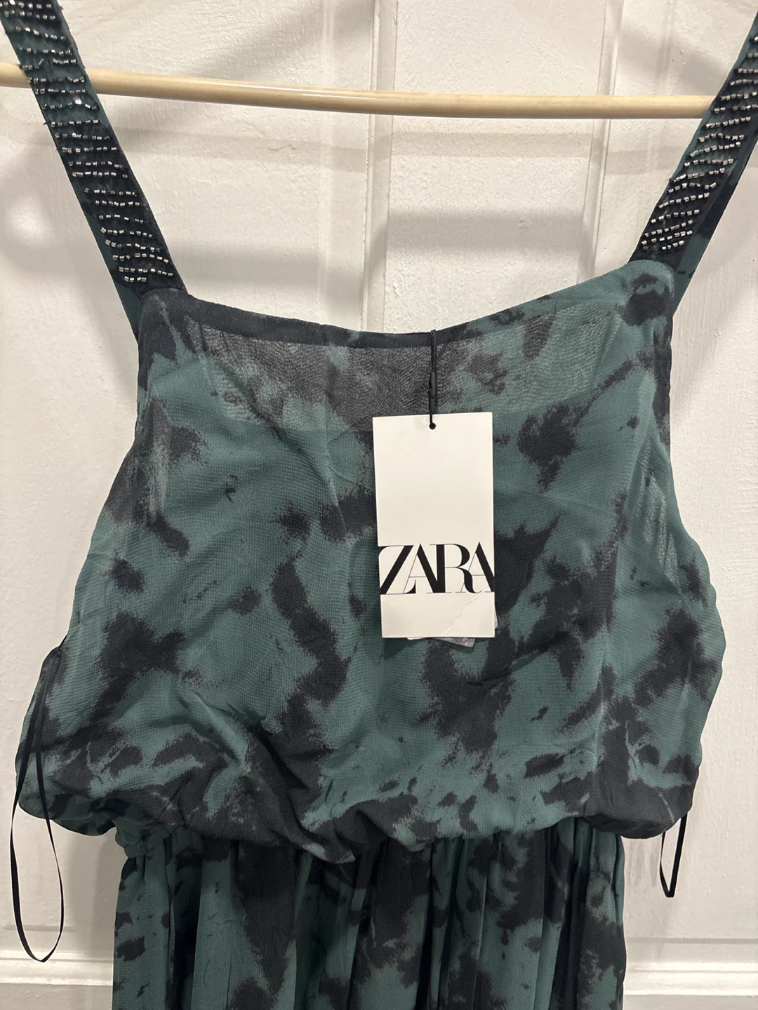 Zara Dress Black & Dark Green Printed - photo 3