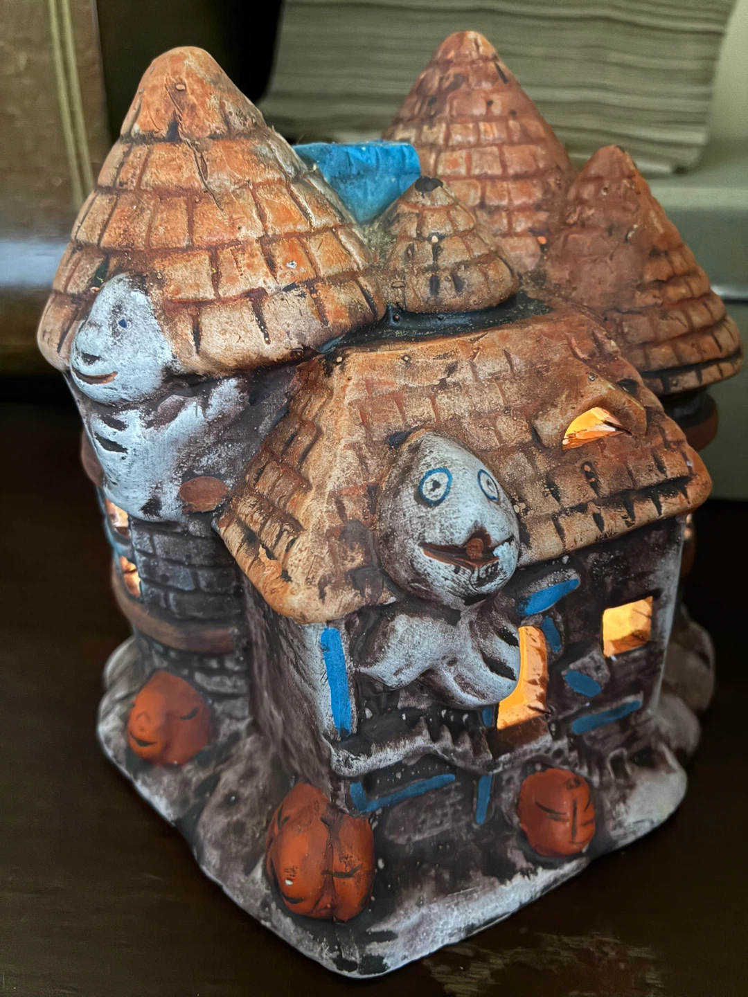 Halloween Haunted House Ghost Candle Holder Tea Light - photo 3
