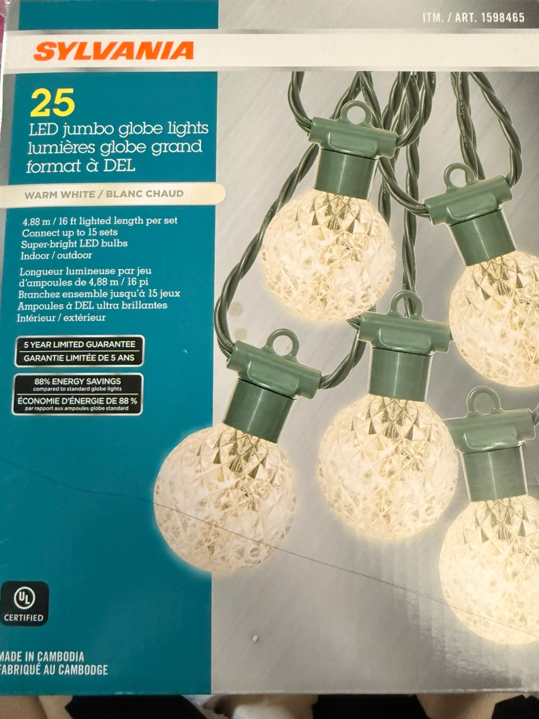 Sylvania 25 LED Jumbo Globe Lights - Warm White
