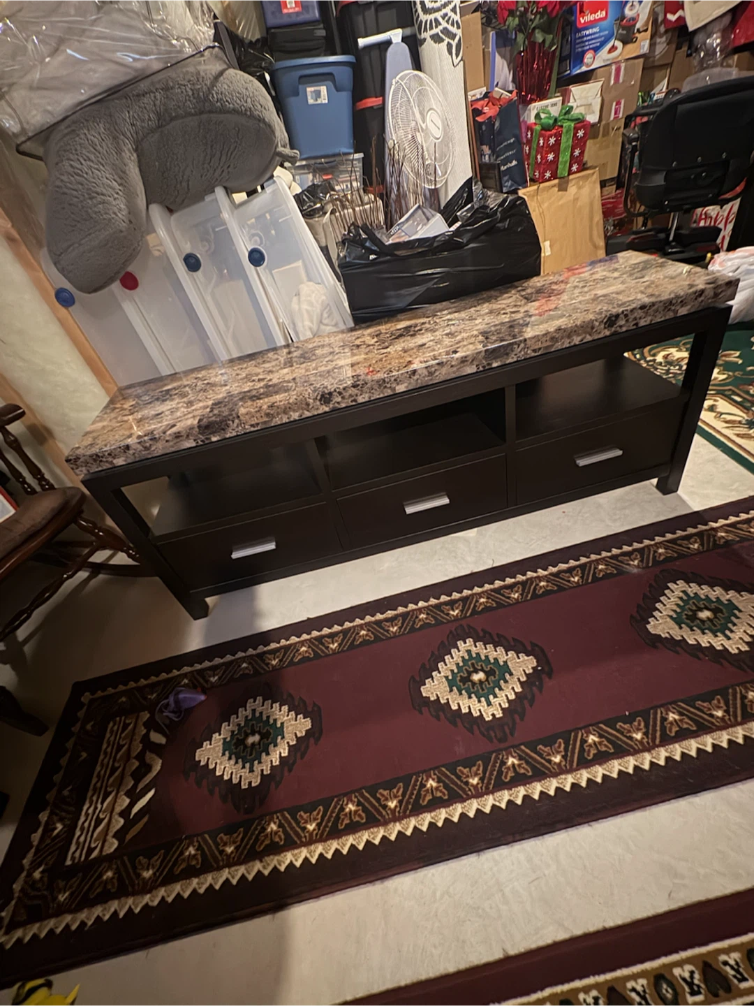 Faux Marble Top Media Console
