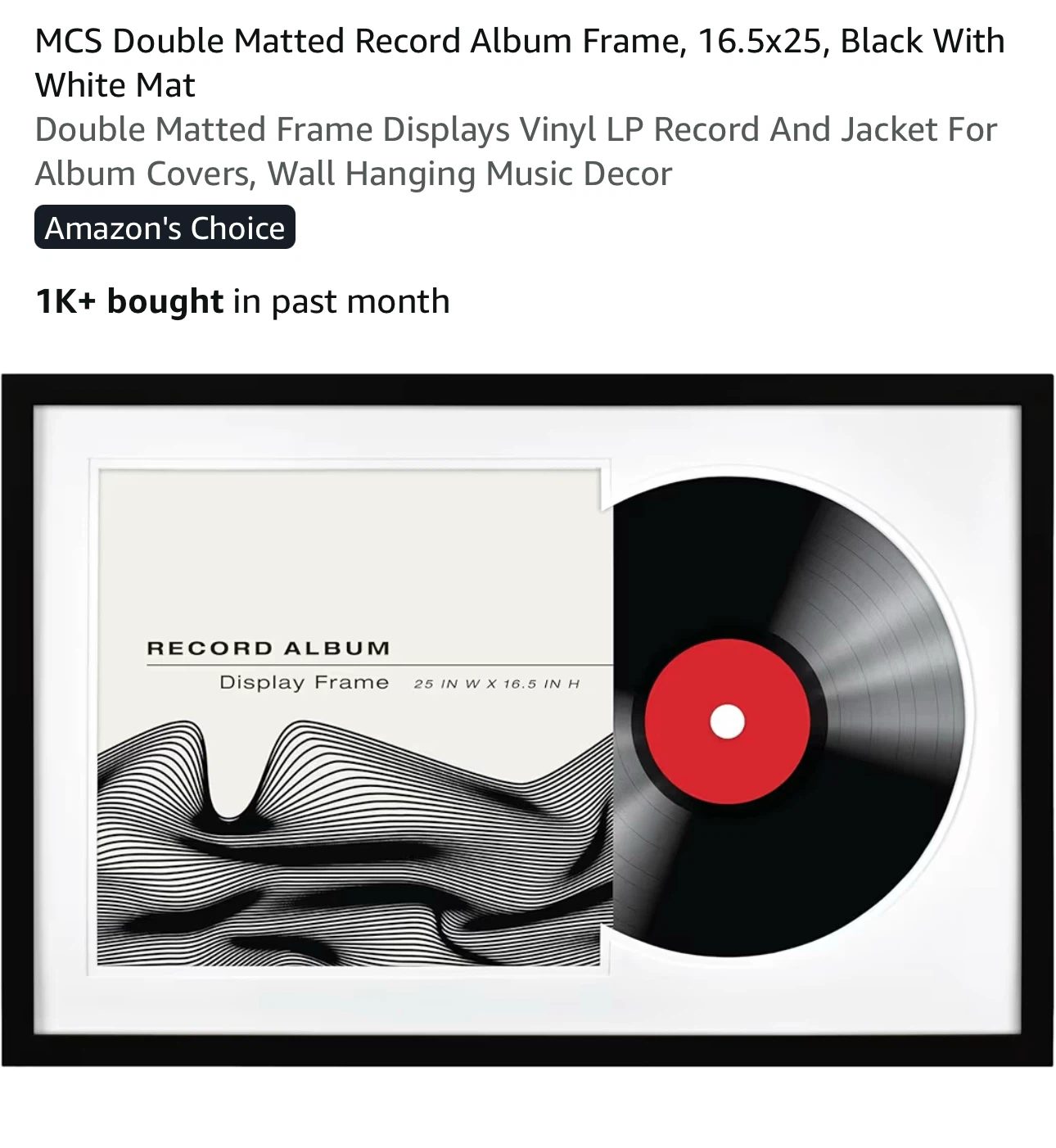 MCS Double Matted Vinyl Record Display Frame
