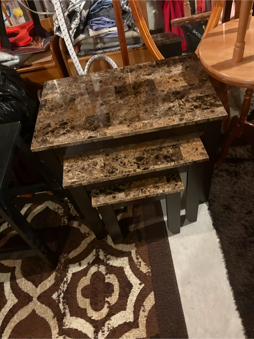 Set of 3 Faux Marble Nesting Tables