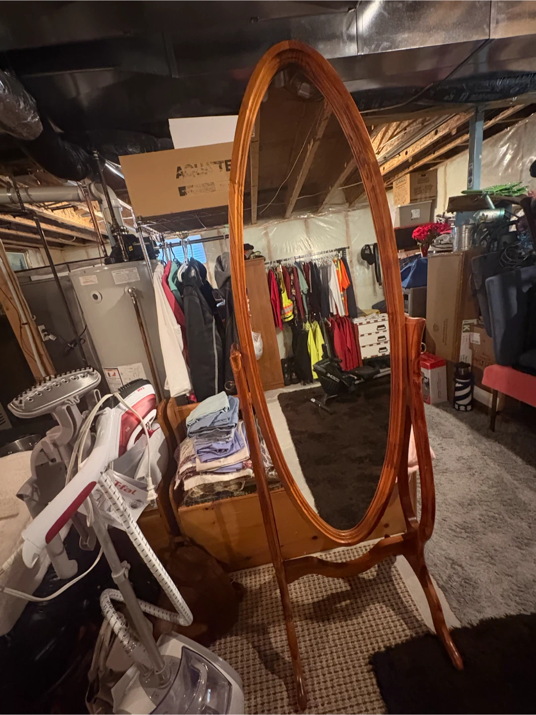 Oval Wooden Cheval Floor Mirror