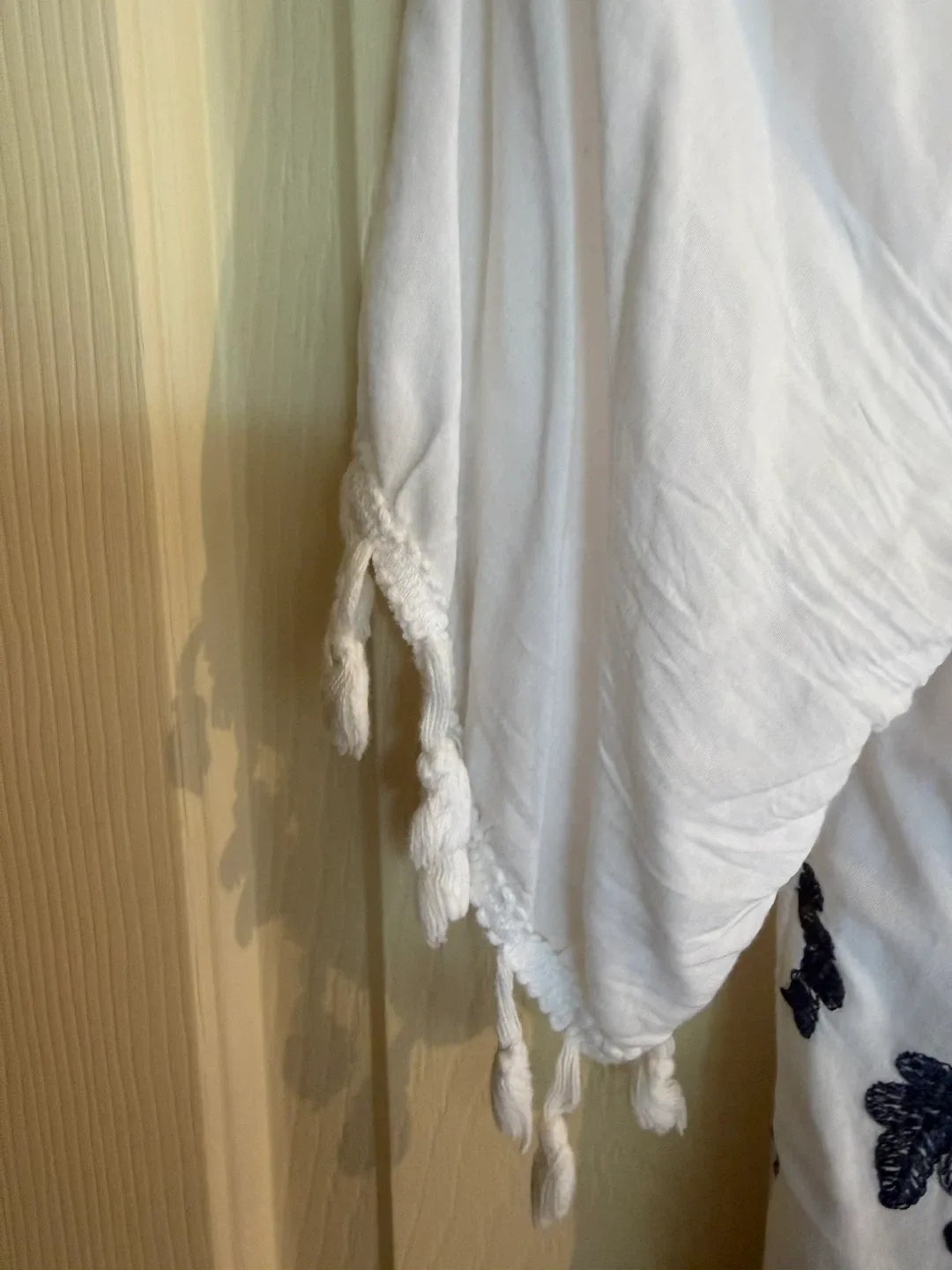 White Tunic with Navy Blue Floral Embroidery - photo 4