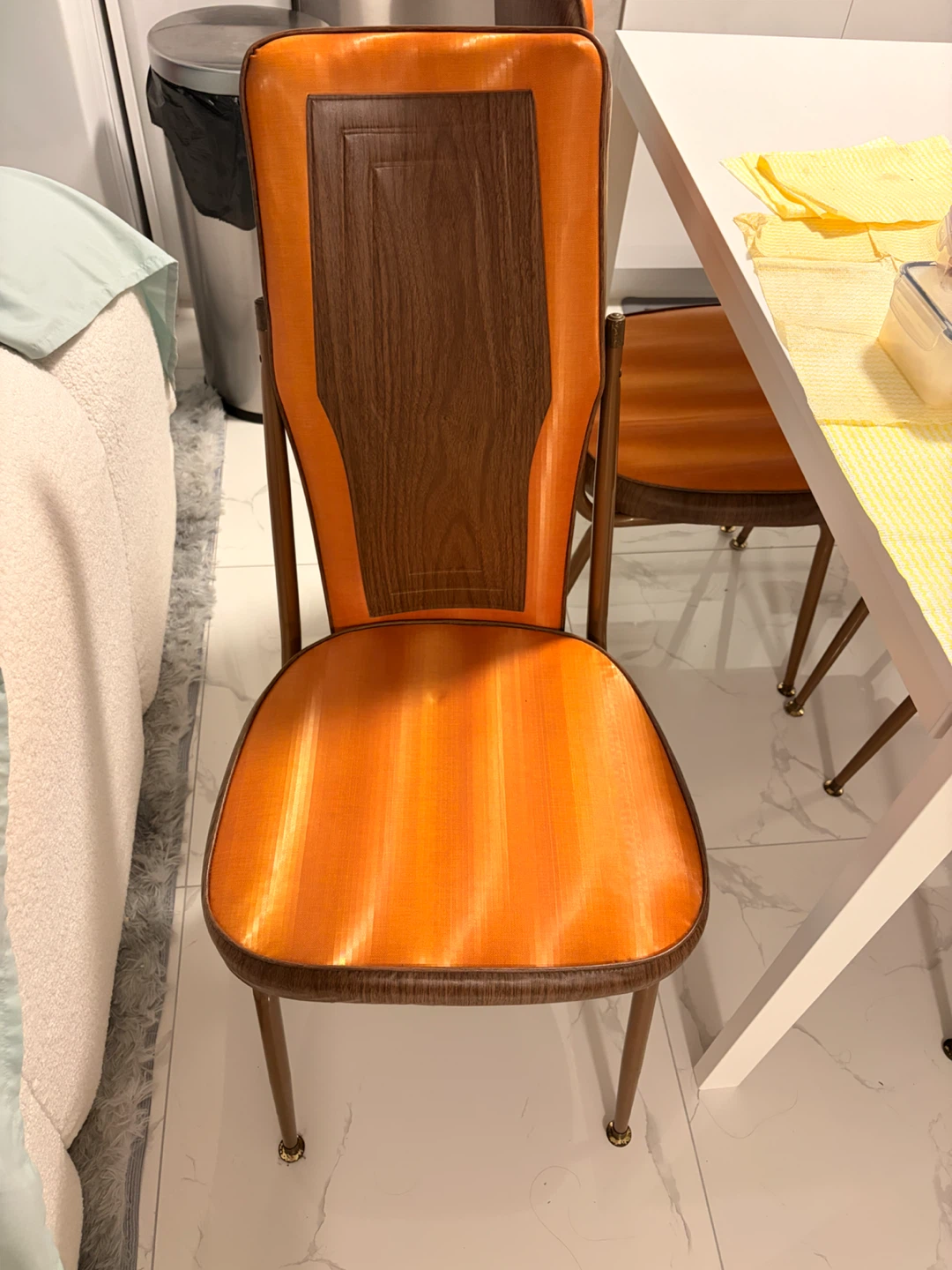 Set of 4 Vintage Mid-Century Orange Dining Chairs