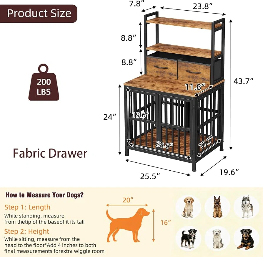 HIGDBFE 25.5“W Small Dog Crate Furniture BNIB - photo 5