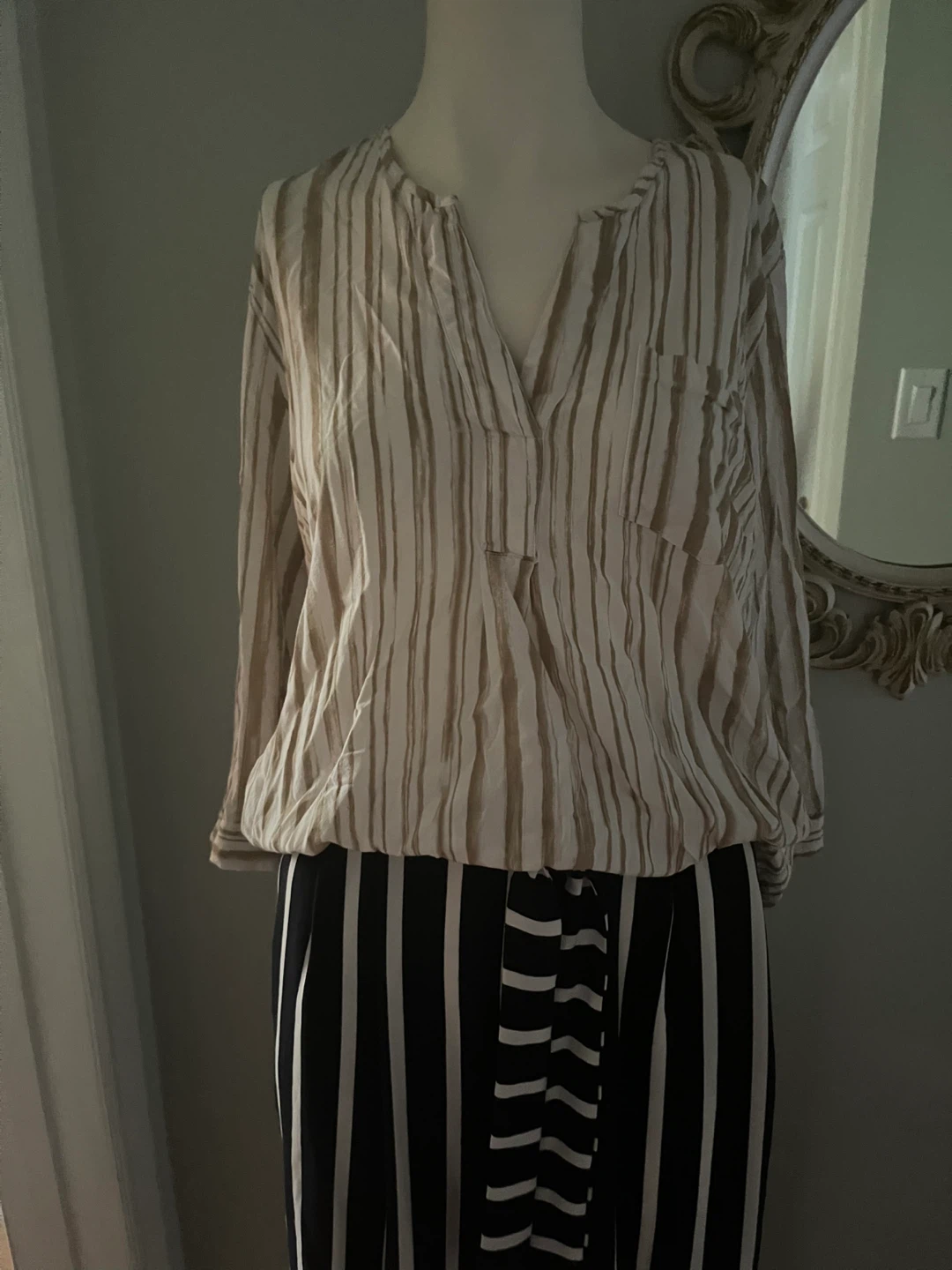 Striped blouse with three-quarter sleeves