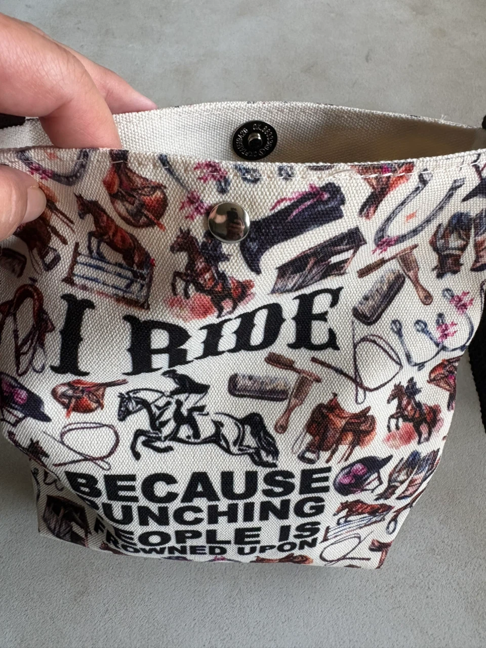 Equestrian Themed Canvas Crossbody Bag - photo 2
